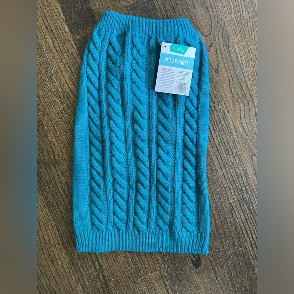 Frisco Pet Sweater Teal Color Size Large